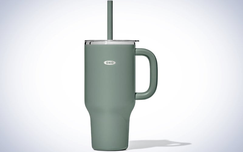 OXO Strive XL Tumbler with Handle on a plain white background.