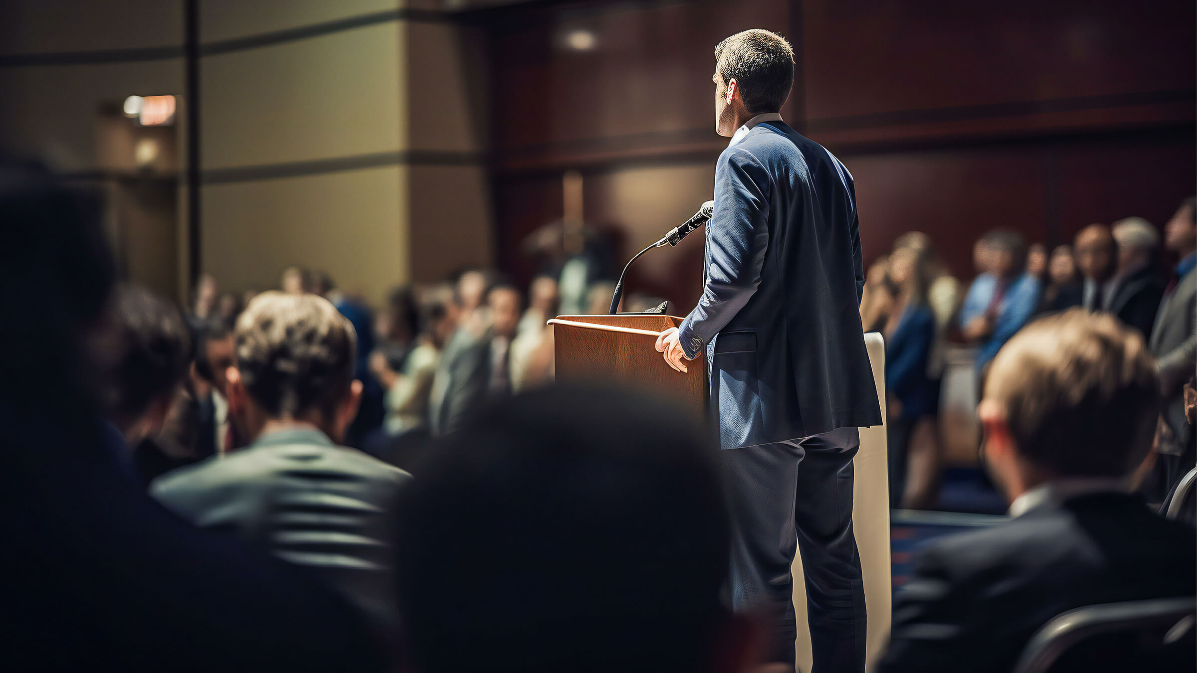Businessman giving presentations at conference room